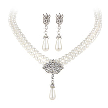 Load image into Gallery viewer, Jewelry Bride Pearl Crystal with short Collarbone necklace and Earrings