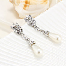 Load image into Gallery viewer, Jewelry Bride Pearl Crystal with short Collarbone necklace and Earrings