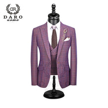 Load image into Gallery viewer, Men Suit 3 Pieces Fashion Plaid Slim Fit Wedding Dress Suits Blazer Pant and Vest