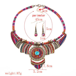 Fashion Jewelry National style resin  necklace and earrings two-piece jewelry sets for woman costume ethnic trendy jewelry set