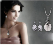 Load image into Gallery viewer, Water Drop Pendant Necklaces Earrings Set  Silver Wedding Engagement Jewelry Sets for Women