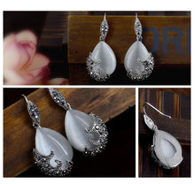 Load image into Gallery viewer, Water Drop Pendant Necklaces Earrings Set  Silver Wedding Engagement Jewelry Sets for Women