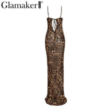 Load image into Gallery viewer, Glamaker Leopard print sexy maxi bodycon dress Women summer chiffon beach sundress Elegant vintage female club long party dress