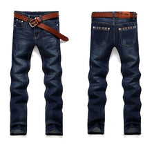 Load image into Gallery viewer, Fashion European American Style Stretch Men Jeans Luxury Men&#39;s Denim Trousers Slim Straight Deep blue Gentleman Mens#G50