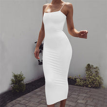 Load image into Gallery viewer, European and American women&#39;s summer new sexy slim tight solid color long dress Sleeveless  Sheath  Cotton