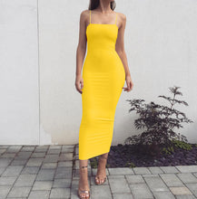 Load image into Gallery viewer, European and American women&#39;s summer new sexy slim tight solid color long dress Sleeveless  Sheath  Cotton