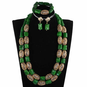 Exclusive Nigerian Green Coral Beads Long Necklace African Wedding Jewelry Set Quality Original Coral Bridal Necklace Set CL265