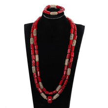 Load image into Gallery viewer, Exclusive Nigerian Green Coral Beads Long Necklace African Wedding Jewelry Set Quality Original Coral Bridal Necklace Set CL265