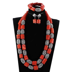 Exclusive Nigerian Green Coral Beads Long Necklace African Wedding Jewelry Set Quality Original Coral Bridal Necklace Set CL265