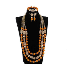 Load image into Gallery viewer, Exclusive Nigerian Green Coral Beads Long Necklace African Wedding Jewelry Set Quality Original Coral Bridal Necklace Set CL265