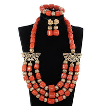 Load image into Gallery viewer, Exclusive Nigerian Green Coral Beads Long Necklace African Wedding Jewelry Set Quality Original Coral Bridal Necklace Set CL265