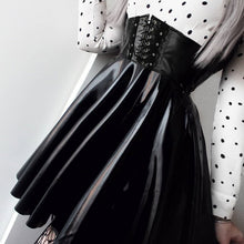 Load image into Gallery viewer, SUCHCUTE Women&#39;s Skirts Gothic Harajuku Bandage Faux Leather Korean Fashion Black Mini Pleated Skirts 2019 Summer Party Pu Saias