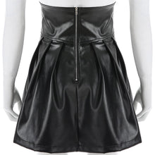 Load image into Gallery viewer, SUCHCUTE Women&#39;s Skirts Gothic Harajuku Bandage Faux Leather Korean Fashion Black Mini Pleated Skirts 2019 Summer Party Pu Saias