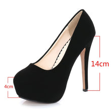 Load image into Gallery viewer, women&#39;s shoes high heels shoes flock platform Heeled shoes