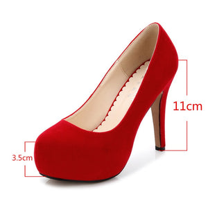 women's shoes high heels shoes flock platform Heeled shoes