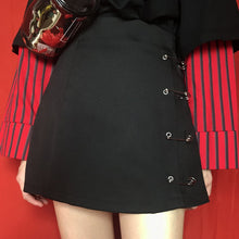 Load image into Gallery viewer, Punk Rock Style Safety Pin A-Line Mini Skirt with Side Split High Waist  Skirt Women Street Wear