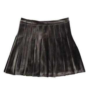 Japanese Dark Velvet Skirt Women Gothic Punk High Wasit Pleated Skirt Jk Harajuku Streetwear Grunge Fashion Black Skirt Female