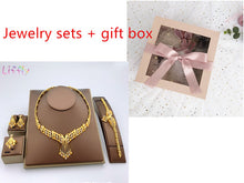 Load image into Gallery viewer, Liffly African Dubai Gold Bridal jewelry sets for Women Bracelet Earrings indian Wedding Party Crystal Ring Jewelry Sets
