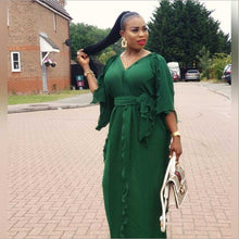 Load image into Gallery viewer, 2020 new summer elegent  style african women v-neck plus size long dress