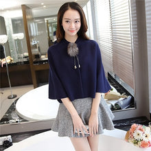 Load image into Gallery viewer, Short Cloak Knitted Batwing Cardigans Half Sleeve Mandarin Collar Coat for Women