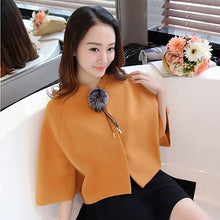 Load image into Gallery viewer, Short Cloak Knitted Batwing Cardigans Half Sleeve Mandarin Collar Coat for Women