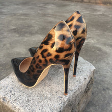 Load image into Gallery viewer, Veowalk Fashion Women Leopard Patent Leather Pumps Pointed Toe 8-12cm Stiletto Ultra High Heel Sexy Ladies Party Shoes Size34-43