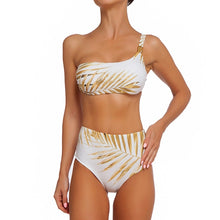 Load image into Gallery viewer, High Waist Bikini Set 2020 Tropical Leaf Print One Shoulder Swimwear New