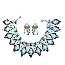 Load image into Gallery viewer, Multicolor Statement Choker Resin Bead Maasai Necklace Earrings Nigeria Egyptian Boho Zulu Ethnic Tribal Jewelry Sets