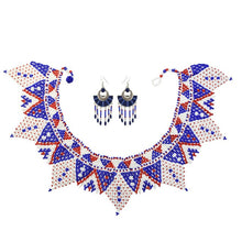 Load image into Gallery viewer, Multicolor Statement Choker Resin Bead Maasai Necklace Earrings Nigeria Egyptian Boho Zulu Ethnic Tribal Jewelry Sets