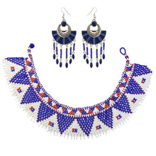 Load image into Gallery viewer, Multicolor Statement Choker Resin Bead Maasai Necklace Earrings Nigeria Egyptian Boho Zulu Ethnic Tribal Jewelry Sets