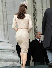 Load image into Gallery viewer, Kate Middleton Long Sleeves Evening Dresses 2019 Champagne Knee Length Celebrity Holiday Wear Formal Party Prom Gowns Plus Size