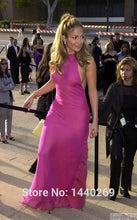 Load image into Gallery viewer, Fashion Chiffon Rose Red Sexy Long Celebrity Dresses Backless Beach Gowns Custom Made