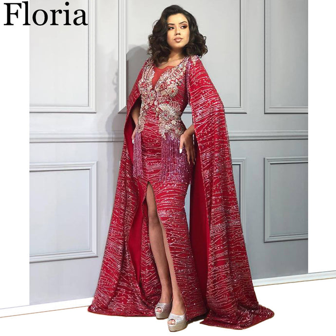 Plus Size Red Muslim Celebrity Dress Arabic Formal Evening Dress فساتين سهرة вечернее платье Women Prom Dress Party Custom