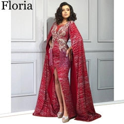 Plus Size Red Muslim Celebrity Dress Arabic Formal Evening Dress فساتين سهرة вечернее платье Women Prom Dress Party Custom