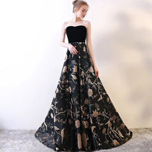 Load image into Gallery viewer, Long Black Celebrity Dresses 2020 Corset Back Sleeveless V Neck Formal Evening Gown Angel Novias