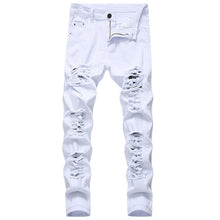 Load image into Gallery viewer, Distressed jeans men denim trousers men jeans fashion designer brand white jean male