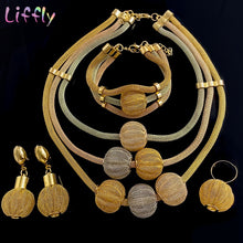 Load image into Gallery viewer, Gold Jewelry Set for Women Nigerian Choker Necklace Statement Three Tone Layered Earrings Ring Bracelet