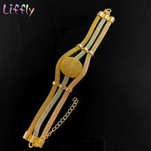 Load image into Gallery viewer, Gold Jewelry Set for Women Nigerian Choker Necklace Statement Three Tone Layered Earrings Ring Bracelet