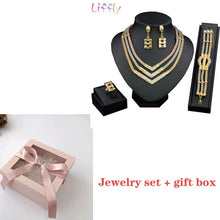 Load image into Gallery viewer, Gold Jewelry Set for Women Nigerian Choker Necklace Statement Three Tone Layered Earrings Ring Bracelet