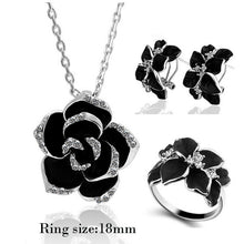 Load image into Gallery viewer, Rose Gold Flower Enamel Black Painting Jewelry Set for Women Beautiful