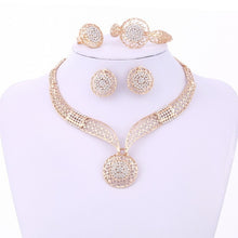Load image into Gallery viewer, Jewelry Sets Necklace Earrings Bracelet Ring For Women Crystal African Wedding Bridal Party