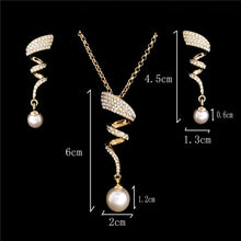 Load image into Gallery viewer, Simulated Pearl Jewelry Sets Leaf Crystal Gold  Silver Color Necklaces Earrings Sets Women