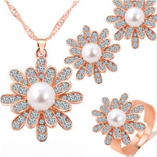 Load image into Gallery viewer, Simulated Pearl Jewelry Sets Leaf Crystal Gold  Silver Color Necklaces Earrings Sets Women