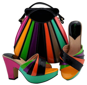 Shoes And Bags To Match D.blue African Shoes and Bag Set Italian Wedding Summer Sandals Shoes And Bag