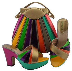 Shoes And Bags To Match D.blue African Shoes and Bag Set Italian Wedding Summer Sandals Shoes And Bag