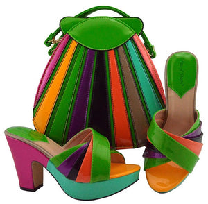 Shoes And Bags To Match D.blue African Shoes and Bag Set Italian Wedding Summer Sandals Shoes And Bag