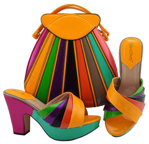 Shoes And Bags To Match D.blue African Shoes and Bag Set Italian Wedding Summer Sandals Shoes And Bag