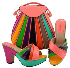 Shoes And Bags To Match D.blue African Shoes and Bag Set Italian Wedding Summer Sandals Shoes And Bag