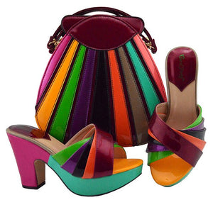 Shoes And Bags To Match D.blue African Shoes and Bag Set Italian Wedding Summer Sandals Shoes And Bag