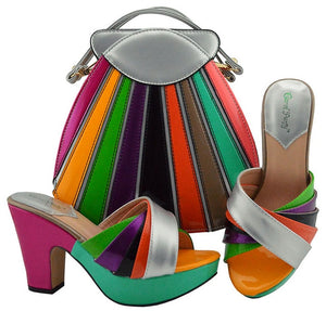 Shoes And Bags To Match D.blue African Shoes and Bag Set Italian Wedding Summer Sandals Shoes And Bag